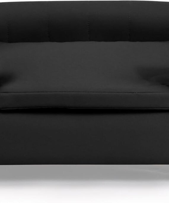 25-Inch Modern Pet Sofa with PU Scratch-Resistant Fabric and Adjustable Legs, Elevated Dog Couch for Small and Medium Dogs, Comfortable Dog Sofa Bed