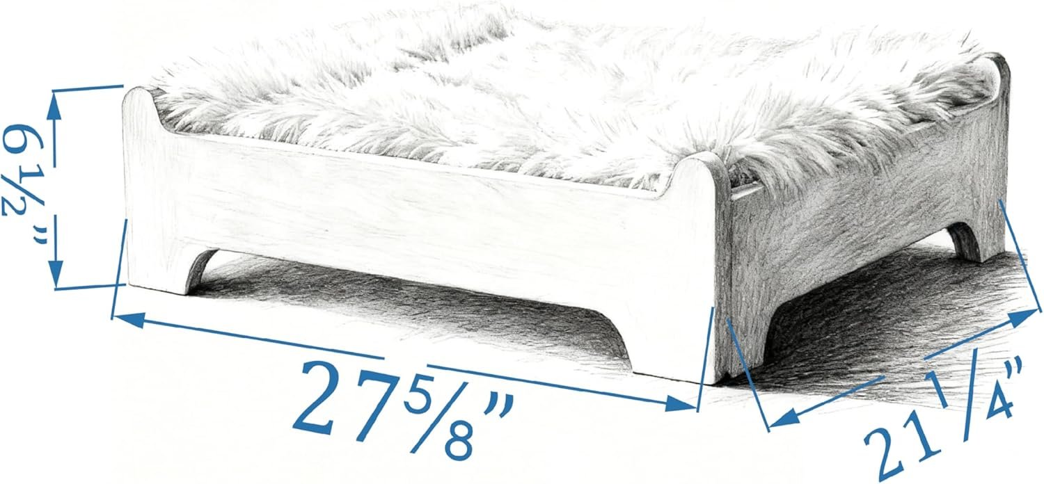 Elevated Dog Bed and Mattress with Removable Washable Cover, Egg Crate Foam, Wooden Frame, Suitable for Pet Up to 40 lbs, Naturalwood S - Image 2