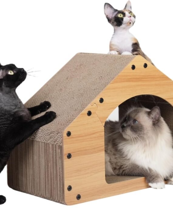Cat Scratcher House, Large Cardboard Cat Scratcher, Vertical Cat Scratcher, 19.3x10.6x15.7 inch Large, Cat Scratching Post for Indoor Cats, Cat Scracther Mansion