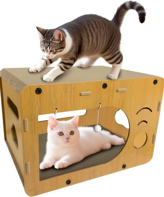 cat scratchers for Indoor, Large Size, Furniture-Protecting Scratch Pad with Cat Bed, Cat House-Shaped Design.cat Toys.cat Scratching Post.cat Scratching Board